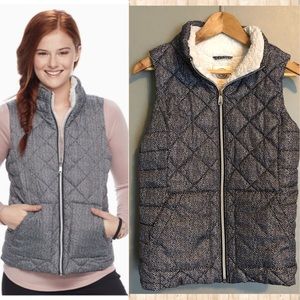 🛍️ Sherpa Herringbone Puffer Vest by SO 3for$15